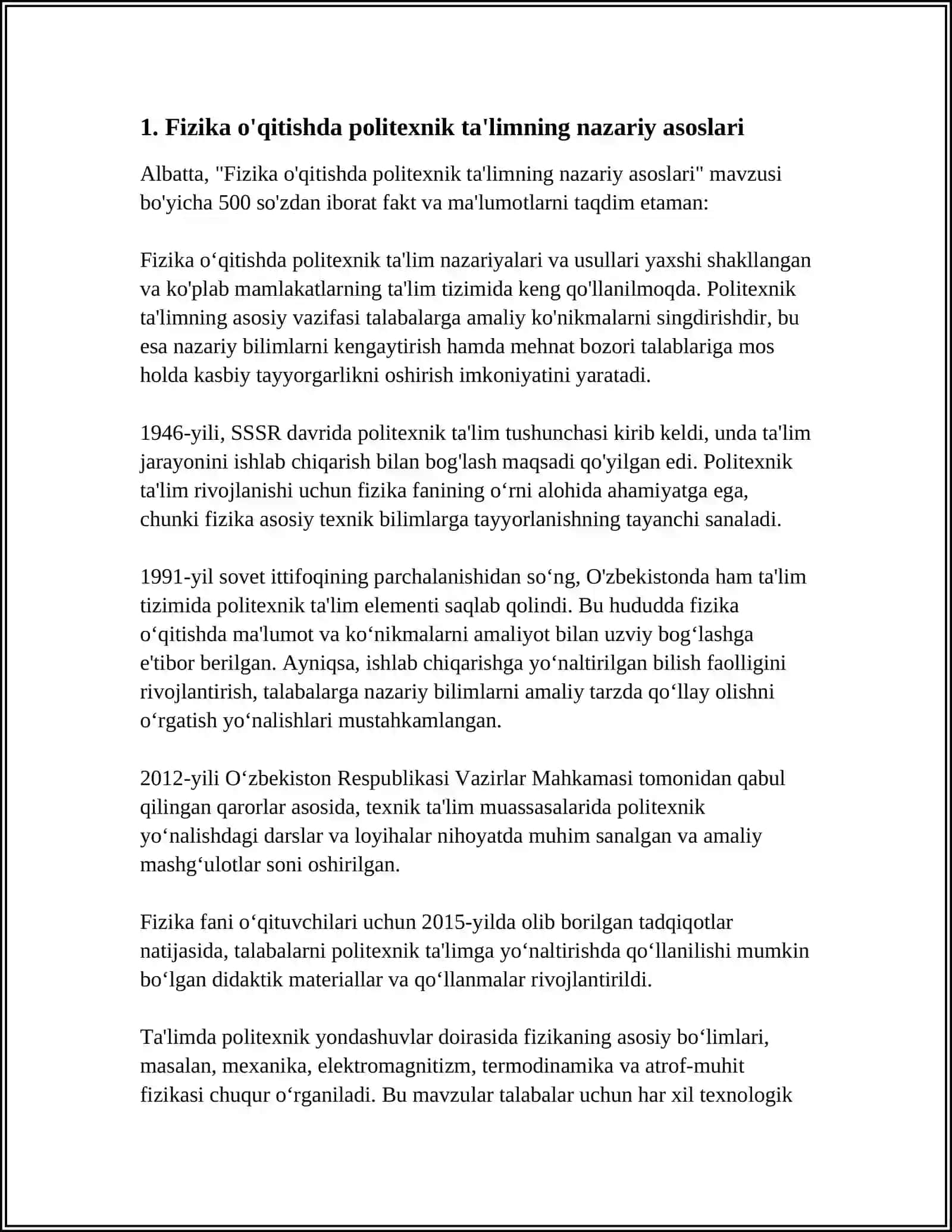 FIZIKA O'QITISHDA POLITEXNIK TA'LIM 3