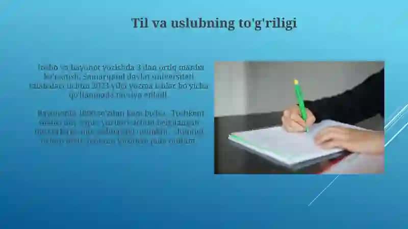 Insho va Bayonotning Tarkibiy Qismlari 3