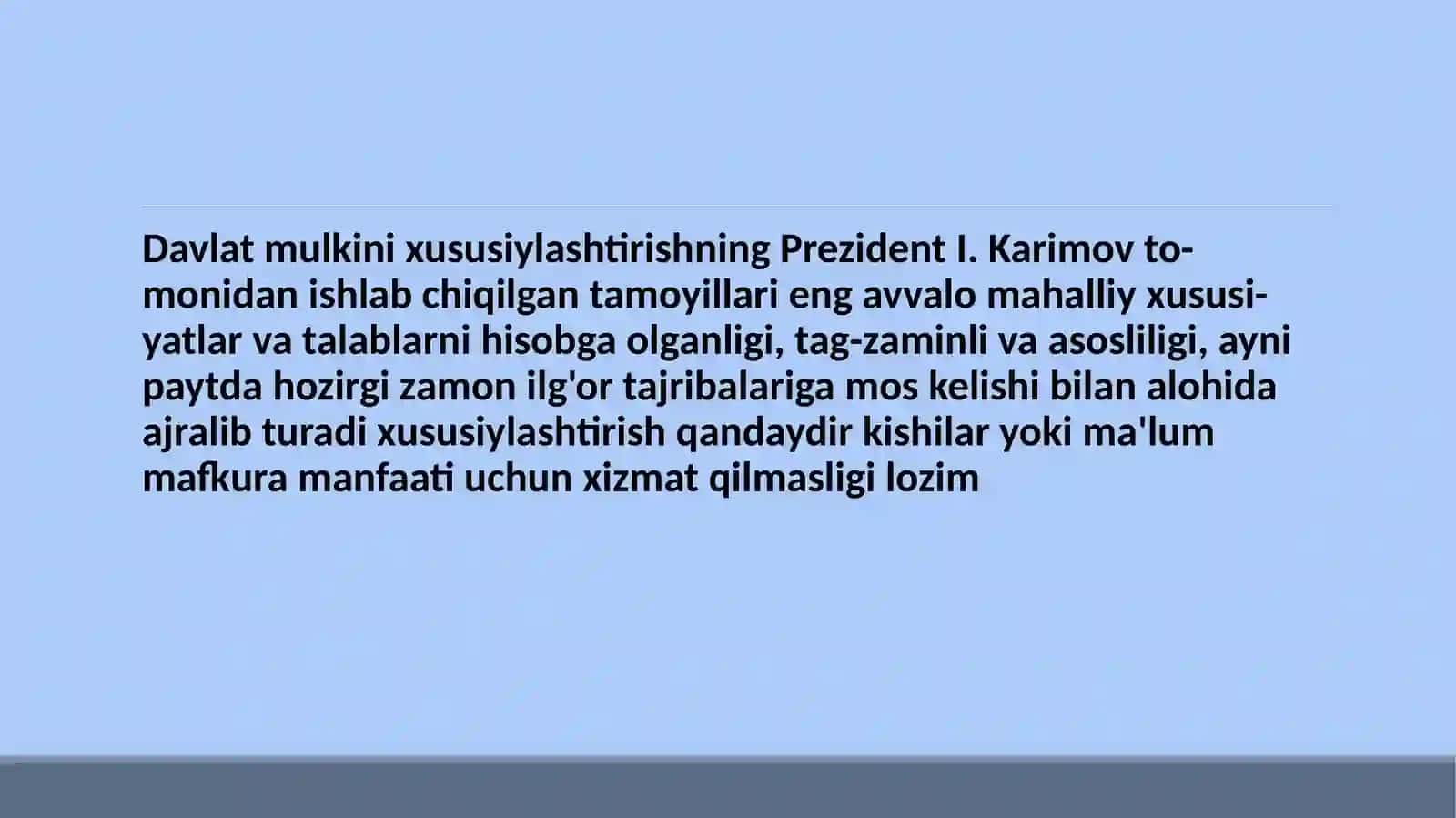O'zbekistonda iqtisodiy islohotlarning o'ziga xos xususiyatlari 3