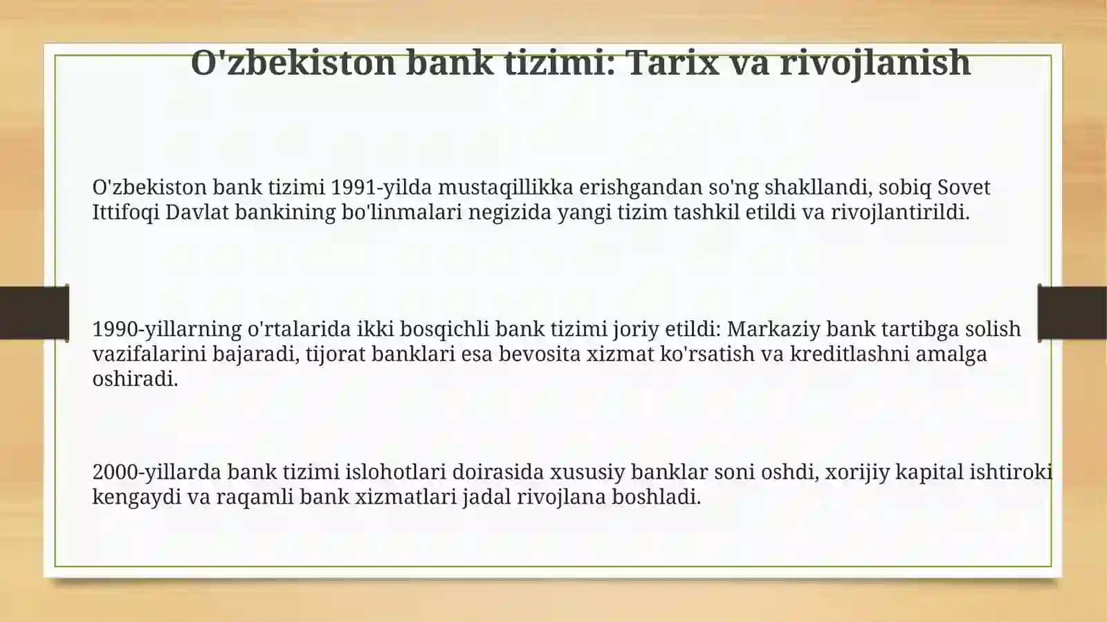 Oʻzbekiston Respublikasi bank tizimi va ularning tarkibi 3