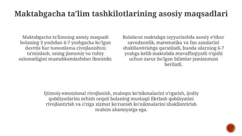 Maktabgacha ta'limning asosiy maqsadlari 3
