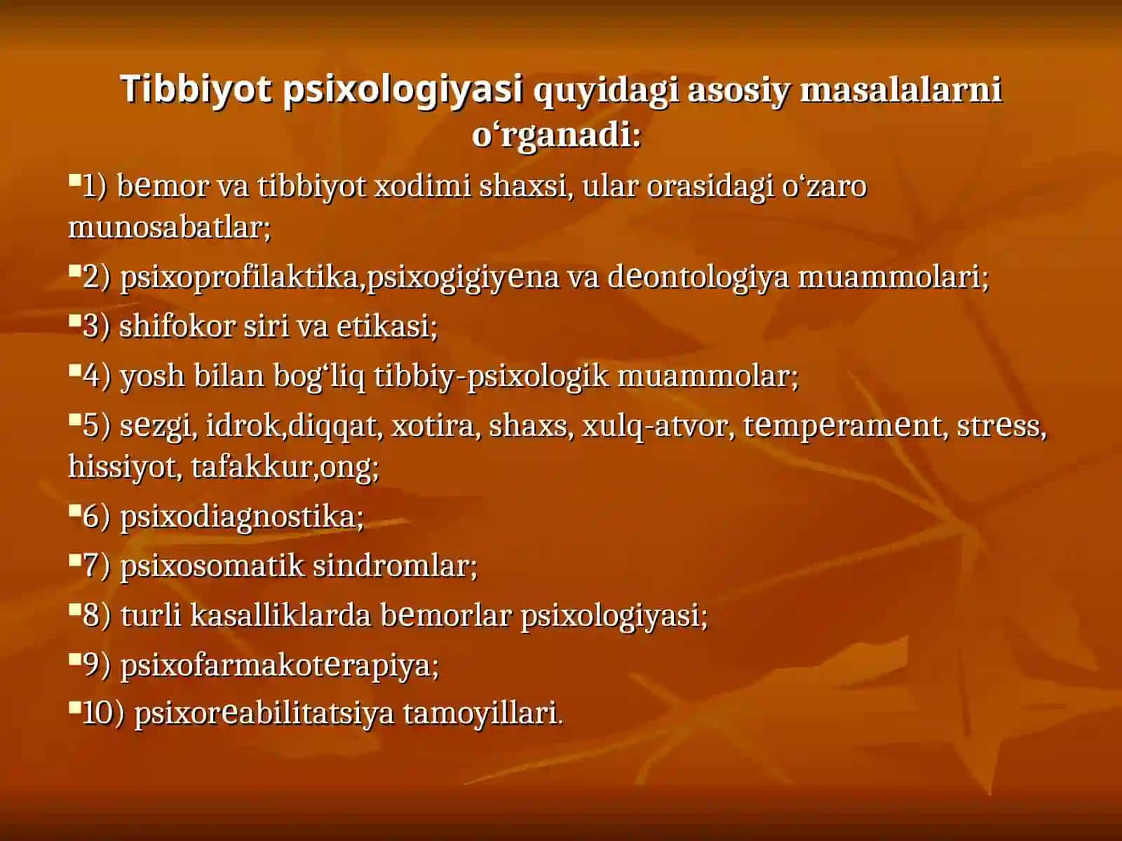 TIBBIYOT PSIXOLOGIYASIGA KIRISH 3