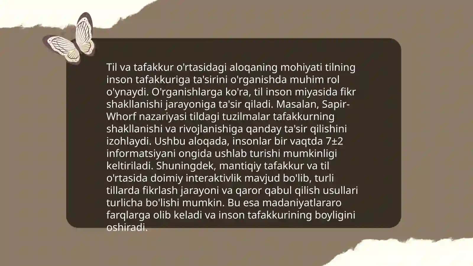 Til va tafakkur: Alakaning mohiyati 3