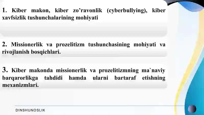 Kiber makonda din. Missionerlik va prozelitizmning ijtimoiy- siyosiy xavfi 3