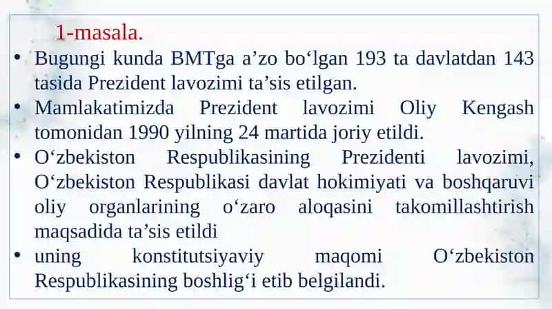 O‘zbekistonda demokratik, fuqarolik jamiyati asoslarining shakllantirilishi, amalga oshirilgan siyosiy o‘zgarishlar 3