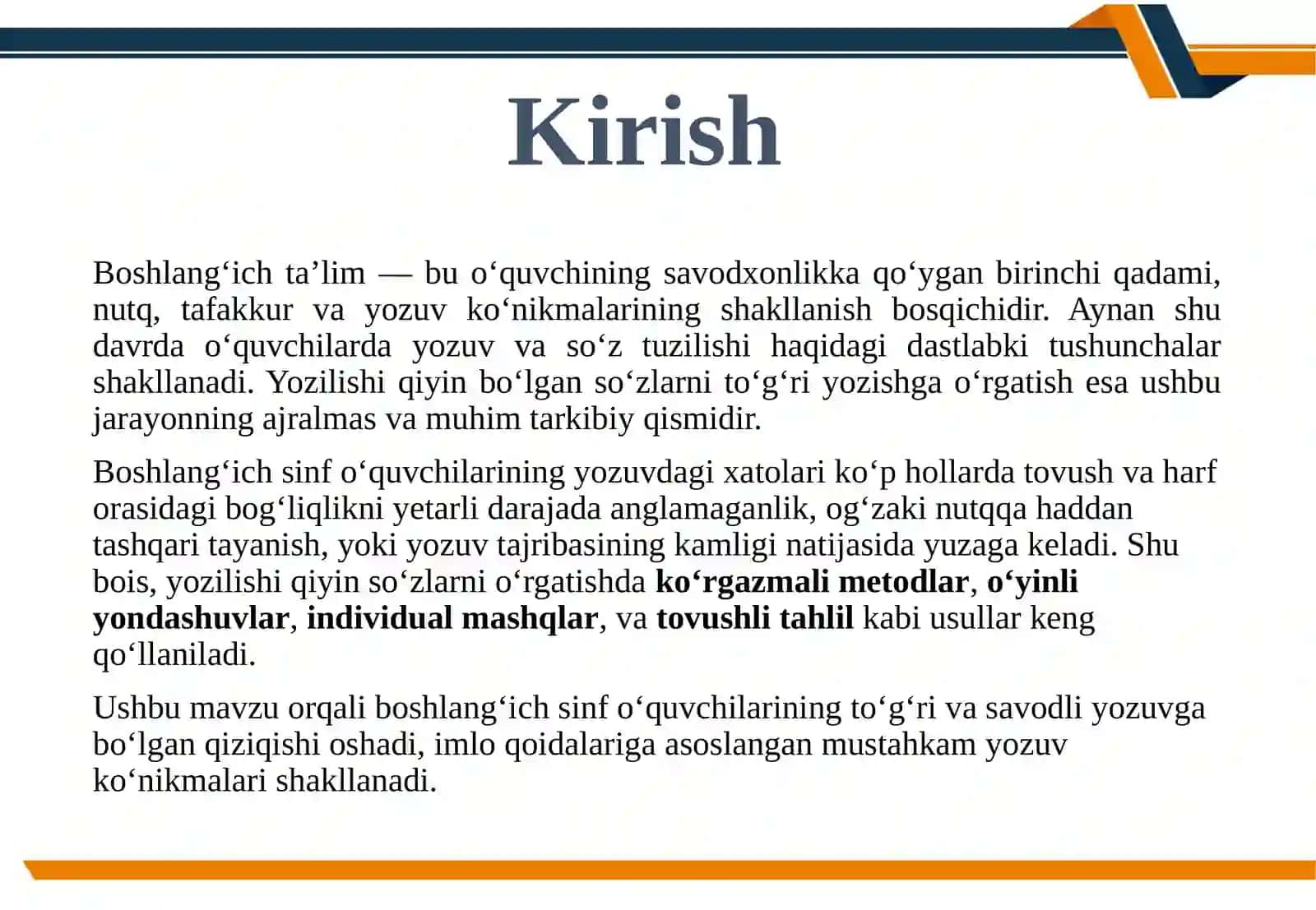 Boshlang‘ich sifatdan info‘quvchilarini yozilishiqiyin so‘zlarni yozishga o‘rgatish 3