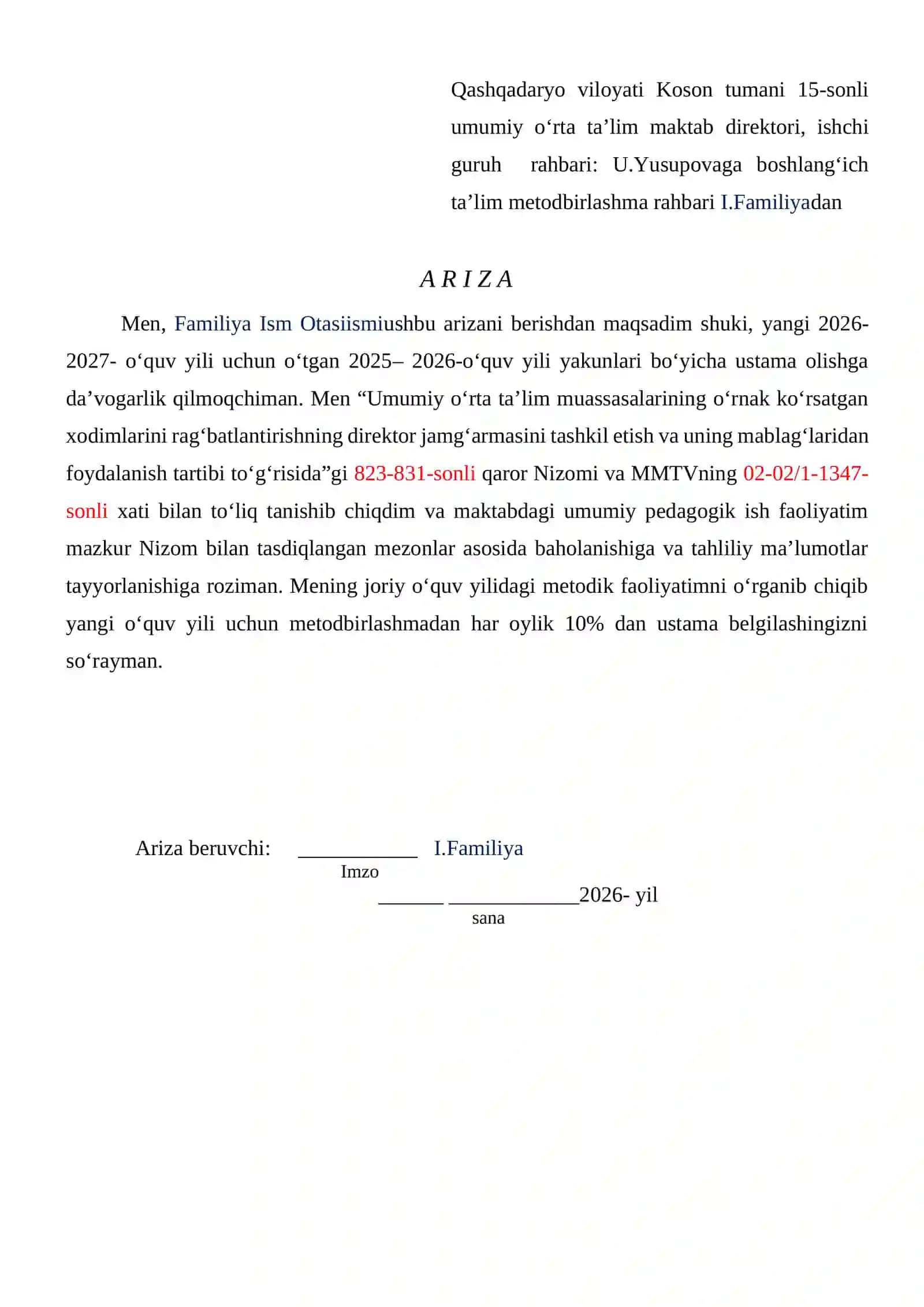 boshlang'ich sinflar metodbirlashma ustama hujjatlari 10% 2025-2026 3