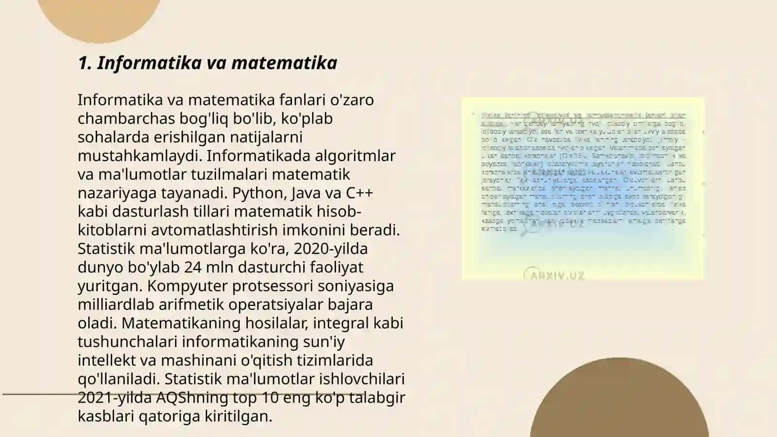 Informatikaning boshqa fanlar bilan bog'liqligi 3