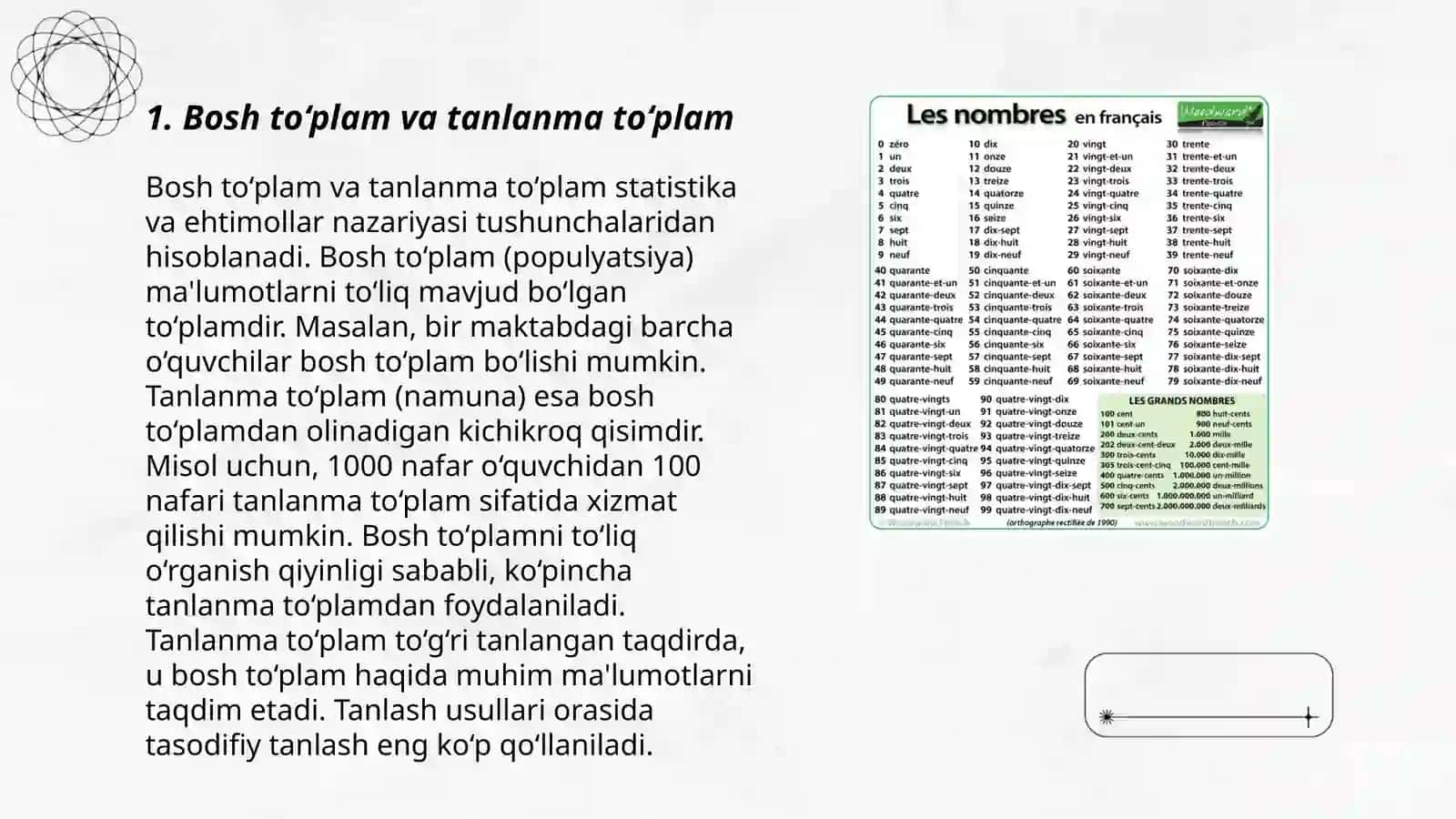 Matematik statistikaning asosiy masalalari. Bosh va tanlanma to‘plamlar. Guruhlangan va intervalli variatsion qatorlar. Poligon va gistogramma. Empirik taqsimot funksiya 3