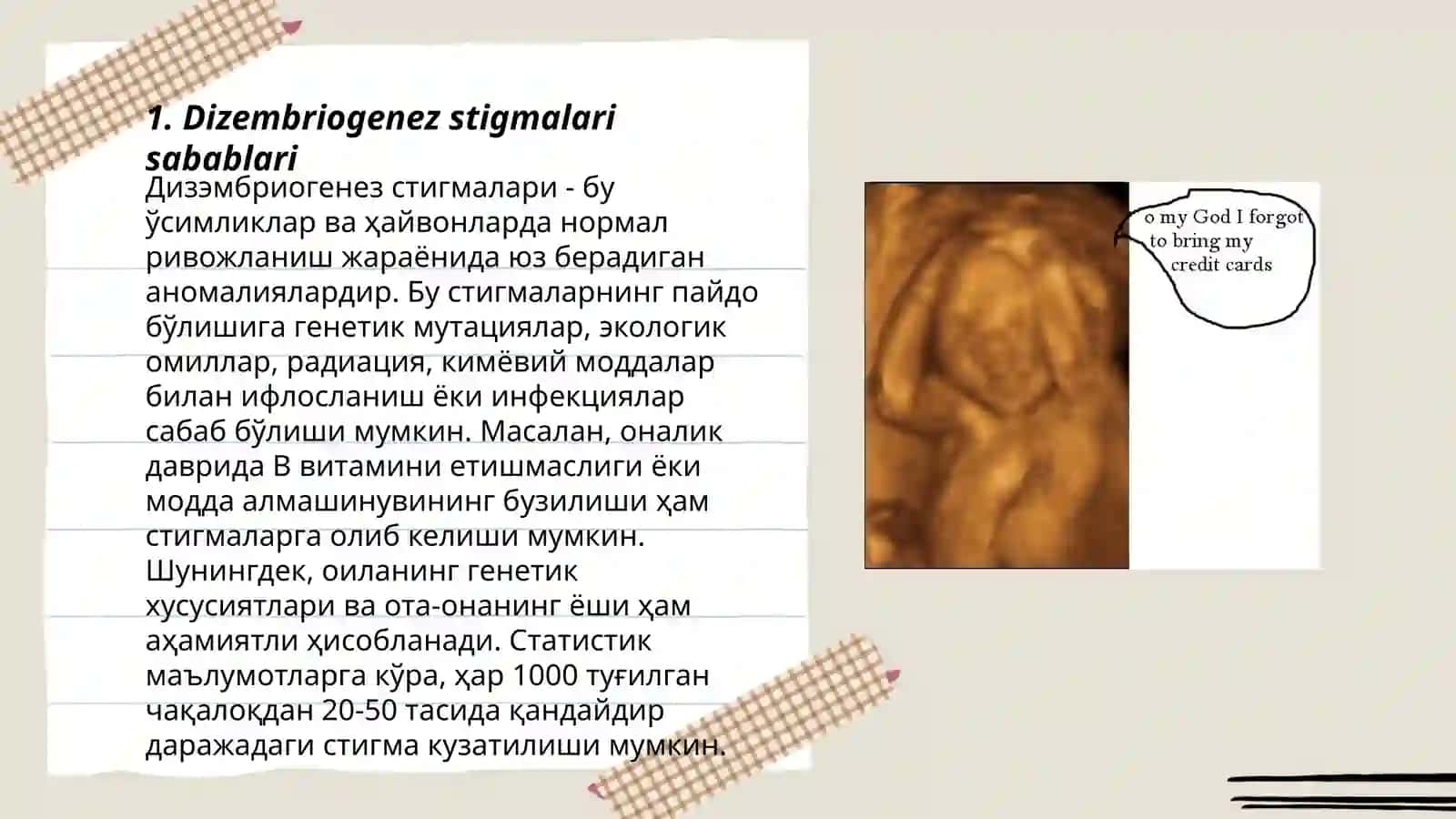Dizembriogenez stigmalari. Pediatriya 3