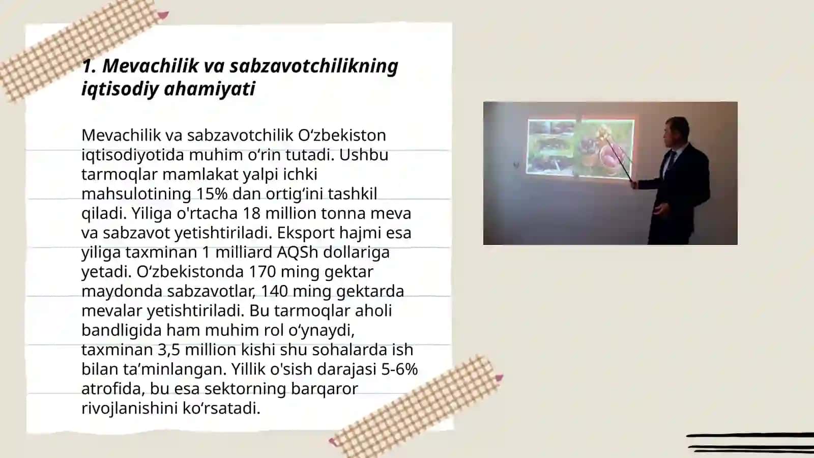 Mevachilik va sabzavotchilik fanidan taqdimot 3