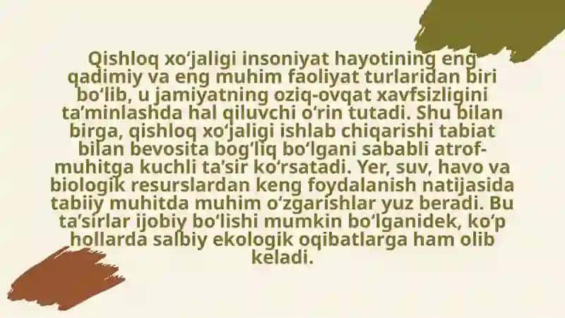 Qishloqxo'jaligi Va Ekologik Muammolar 3