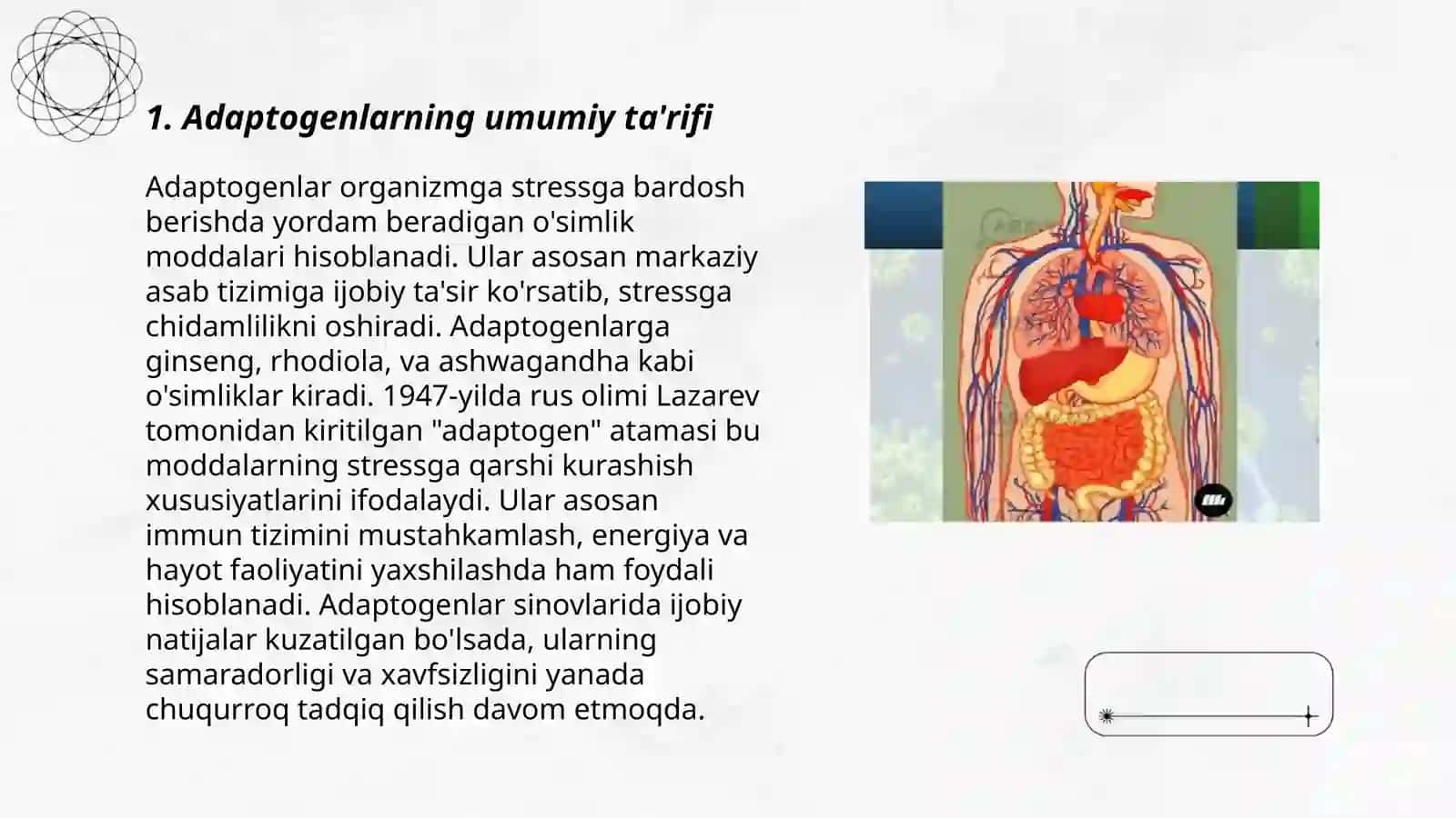 Odam organizmini tonusini kuchayturuvchi dori vositalar. Adabtogenlar 3