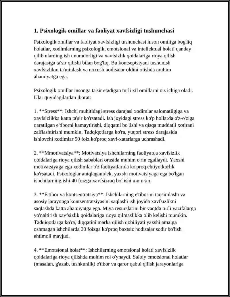 FAOLIYAT XAVFSIZLIGINI TA'MINLASHDA PSIXOLOGIK OMILLARNING AHAMIYATI 3