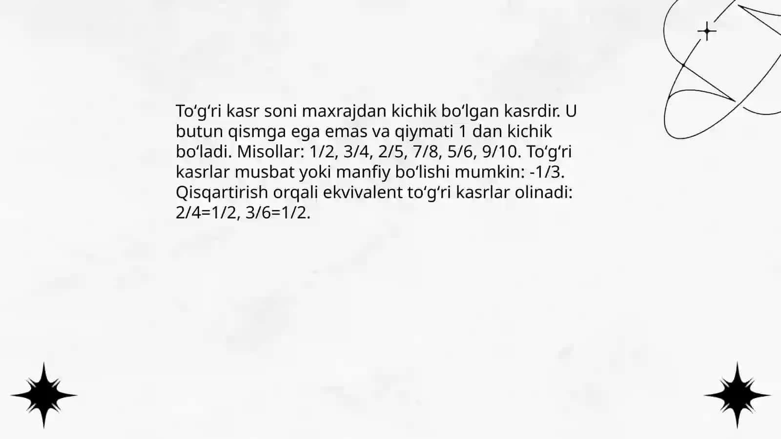 Toʻgʻri kasrlarni qoʻshish va ayirish 3