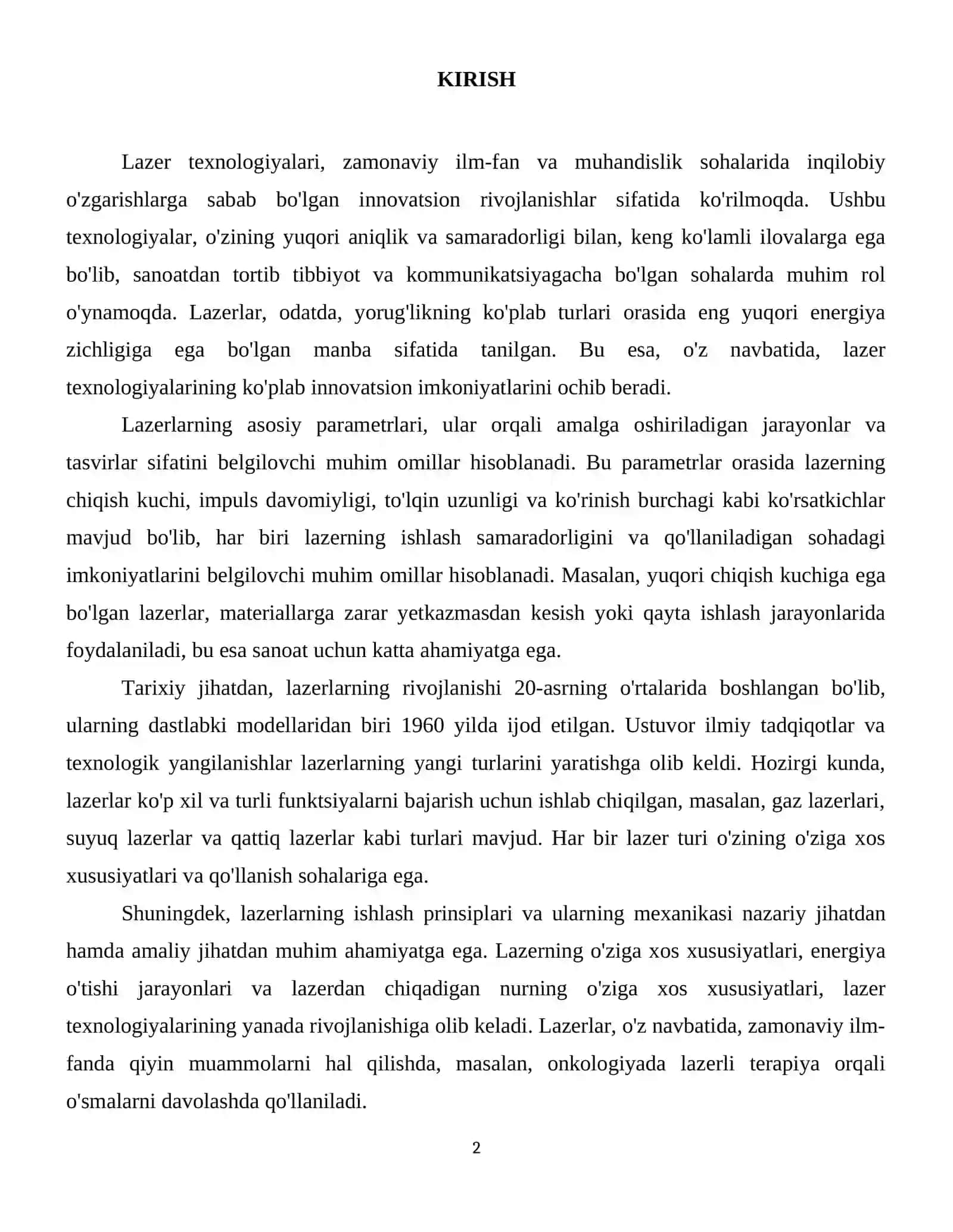 Texnologik lazerlarning asosiy parametrlari 3