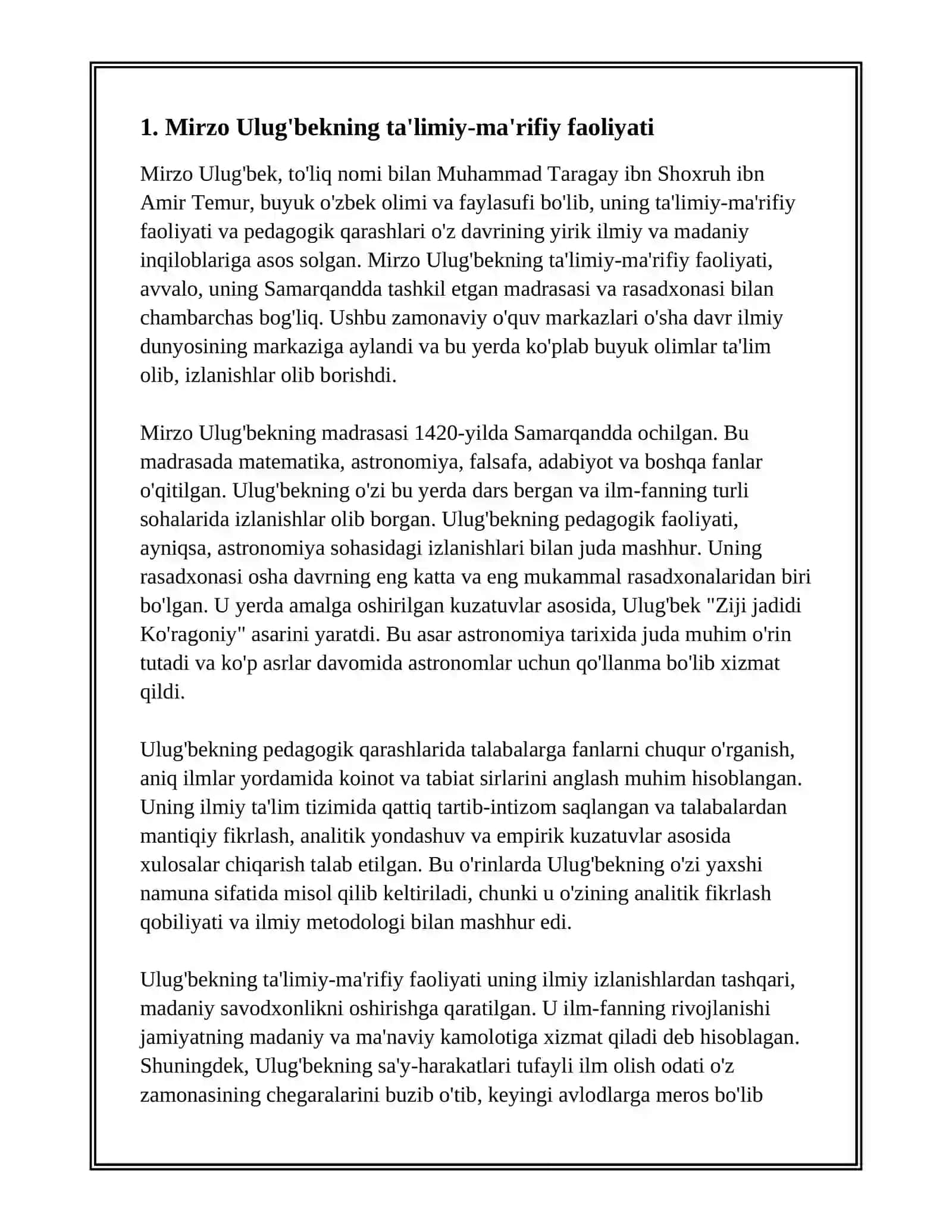 MIRZO ULUG'BEKNING PEDAGOGIK QARASHLARI 3