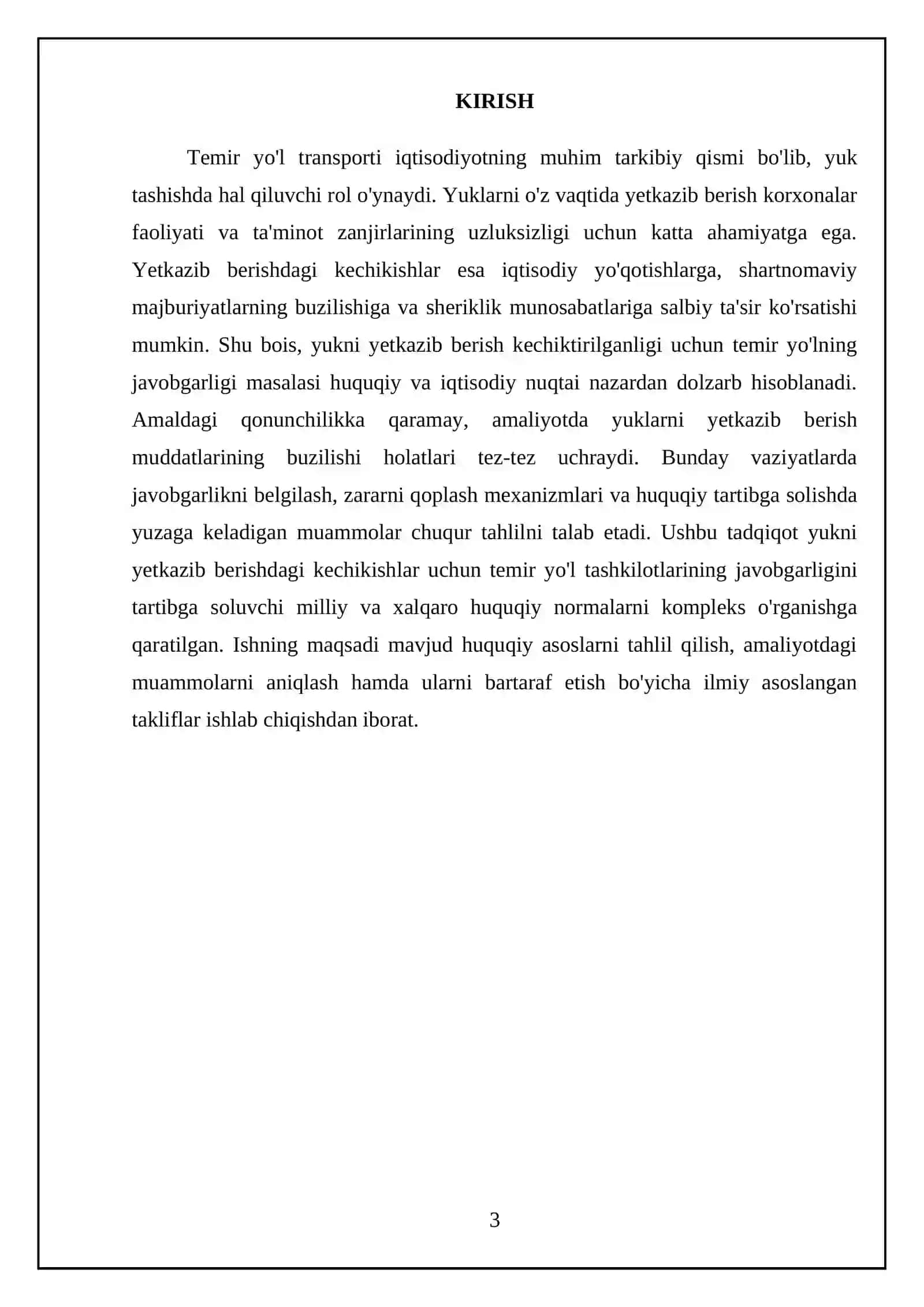 Temir yo'l tashuvida yuk yetkazib berish muddatini buzish javobgarligining huquqiy asoslari 3