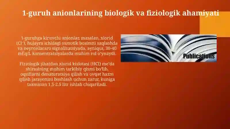 1, 2, 3 guruh anionlarini biologik ahamiyati. Nitrat anionini aniqlash reaksiyasi 3