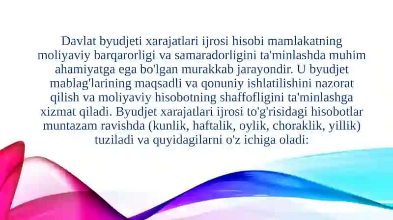 Davlat byudjeti xarajatlari ijrosi hisobi 3