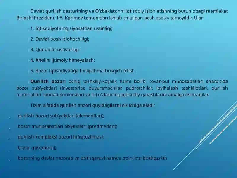 Kapital qurilishda iqtisodiy islohotlarni chuqurlashtirishning asosiy yo’nalishlari va muammolari 3
