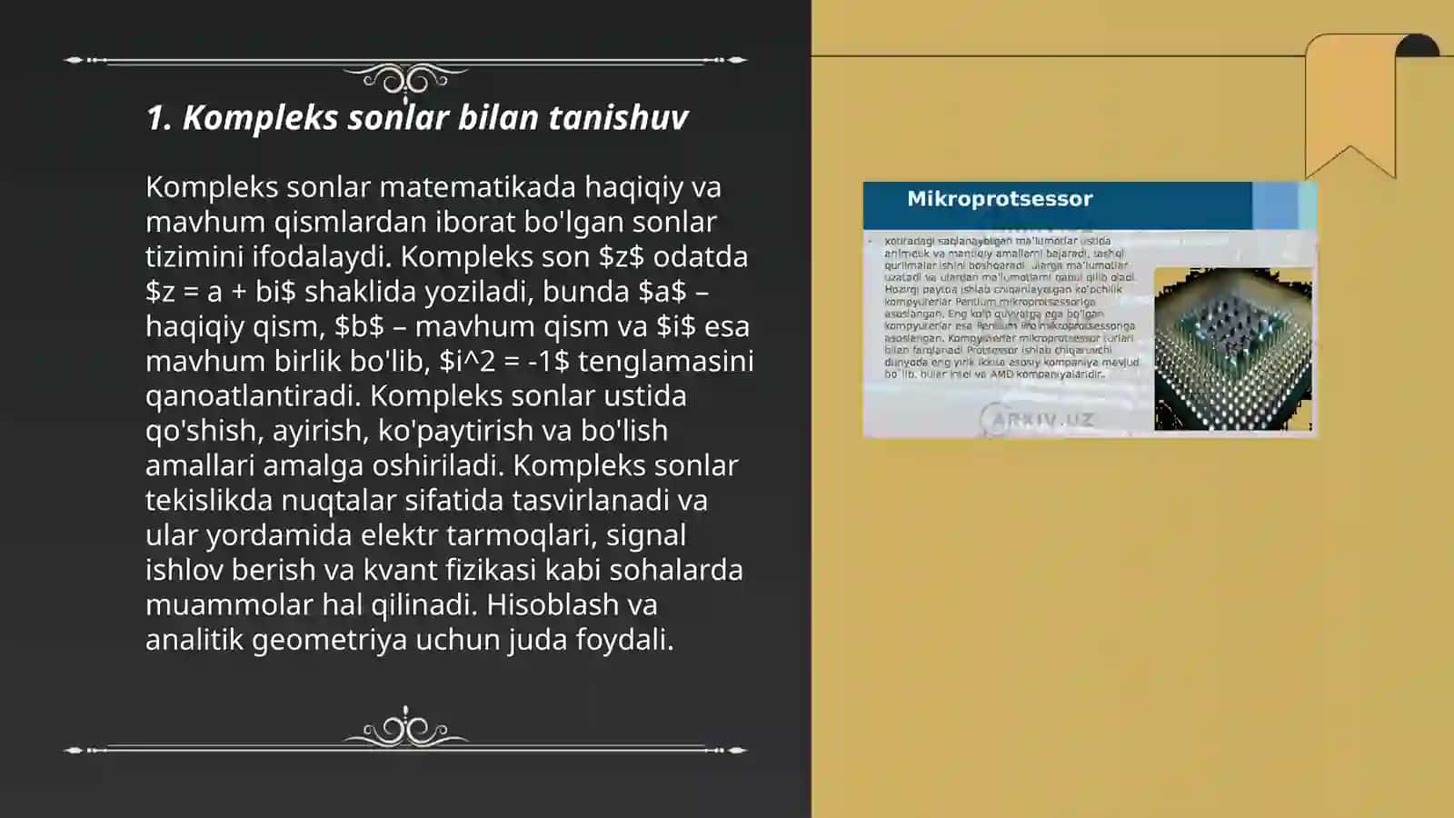 Kompleks sonlarning geometrik ma’nosi va trigonometrik shakli 3
