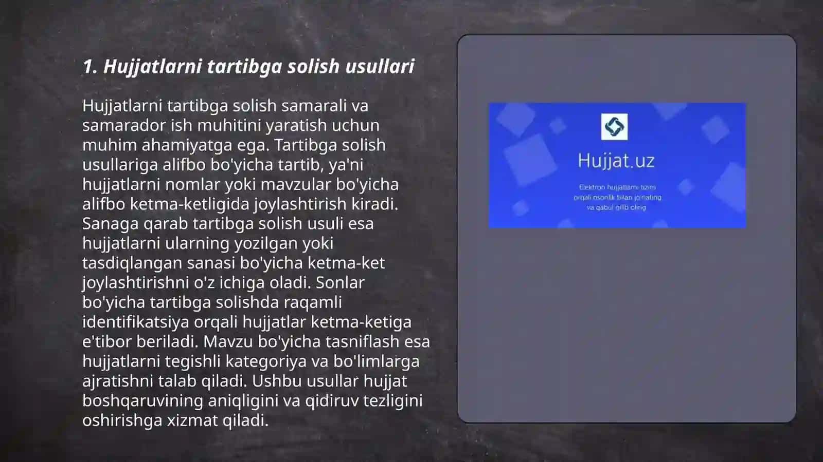 Hujjatlarni tartibga solish usullari 3