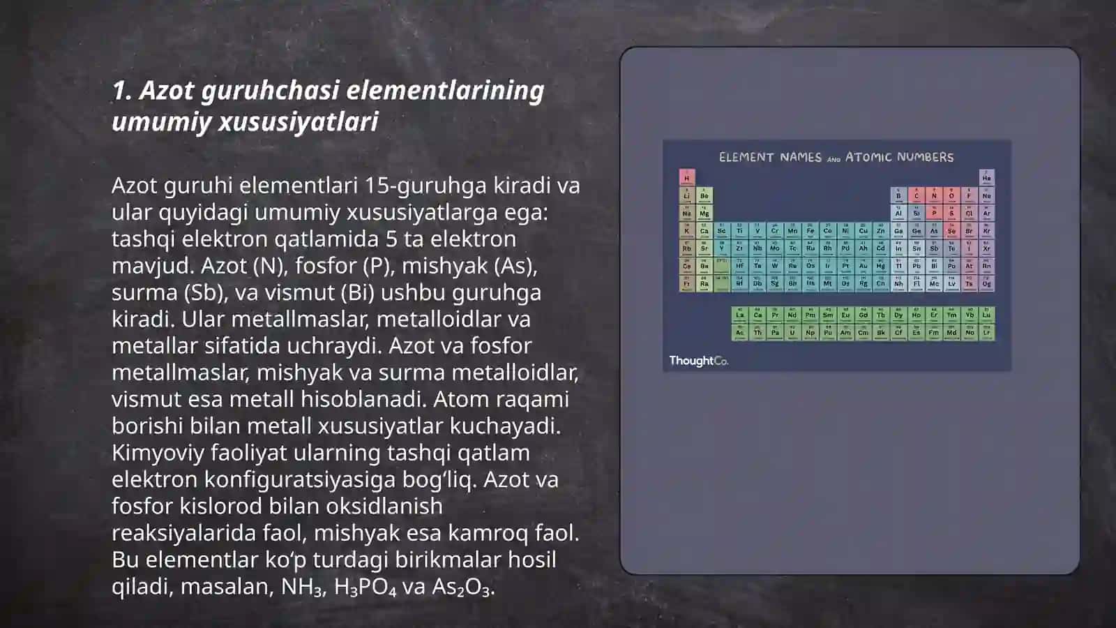 Azot Guruhchasi Elementlari 3