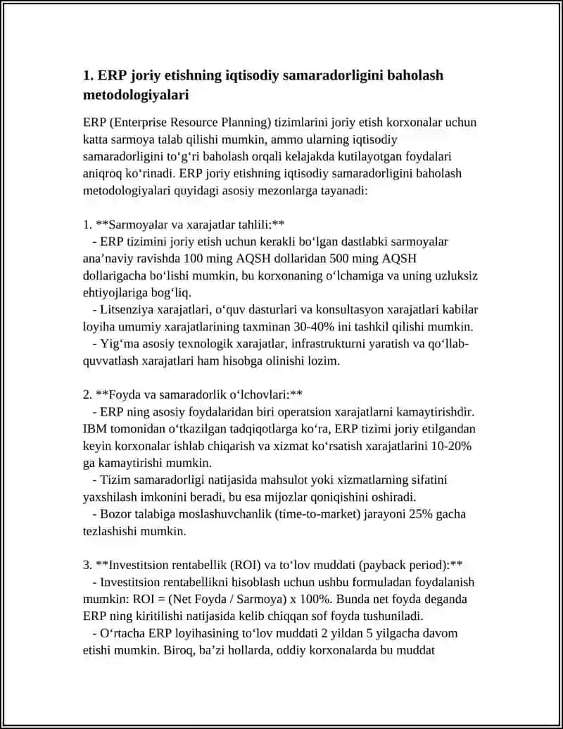 KORXONALARDA ERP TIZIMLARINI JORIY ETISHNING IQTISODIY SAMARADORLIGI 3