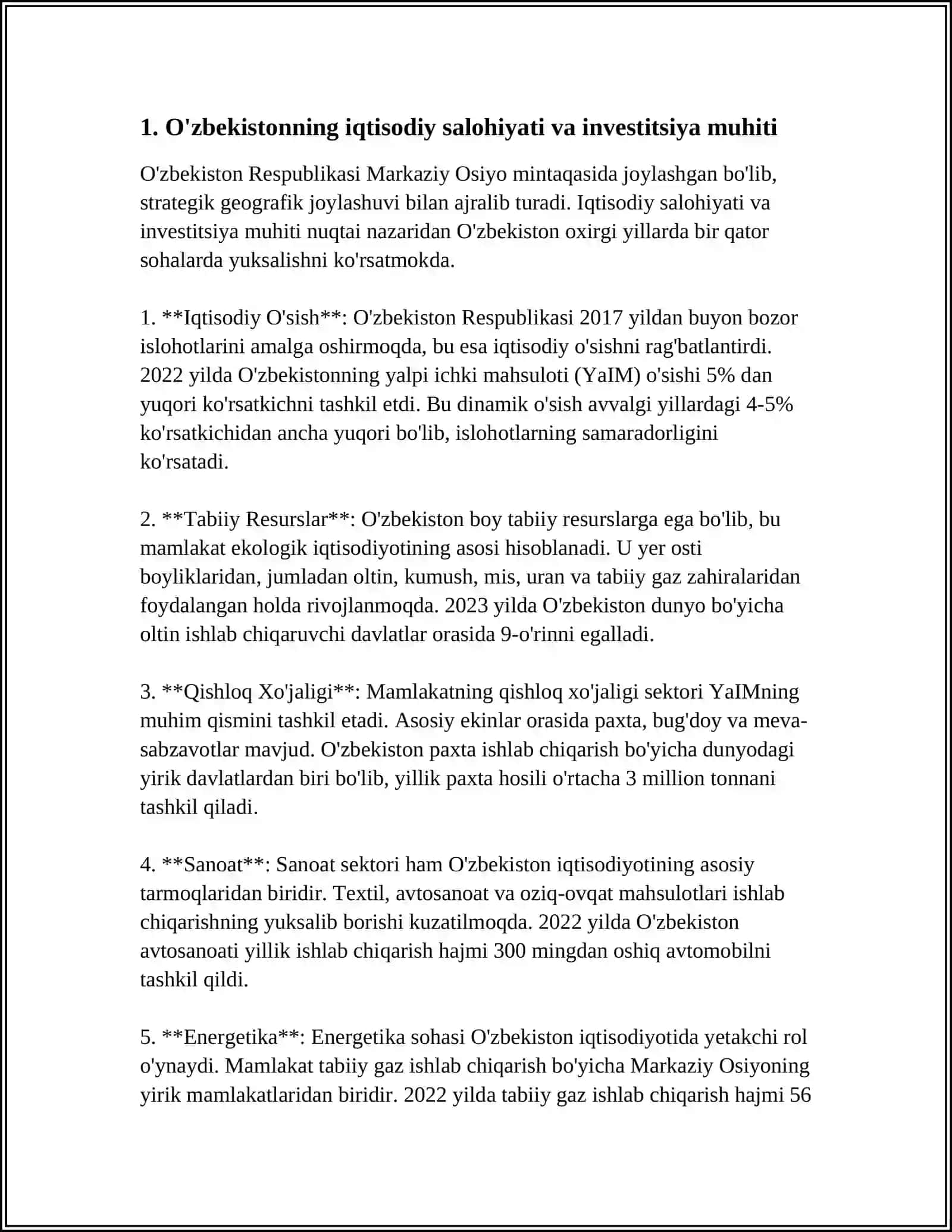 O‘zbekiston Hududiga Investitsiya Jalb Qilishning O‘ziga Xos Hususiyatlari 3