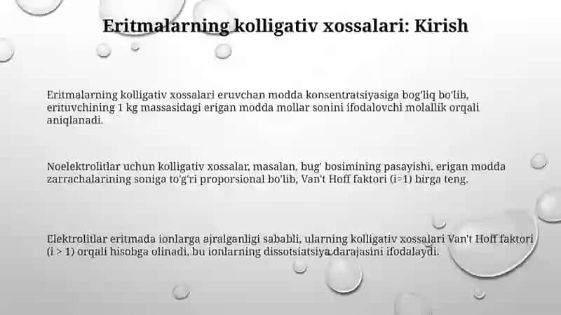 Eritmalarning kollegativ xossalari 3