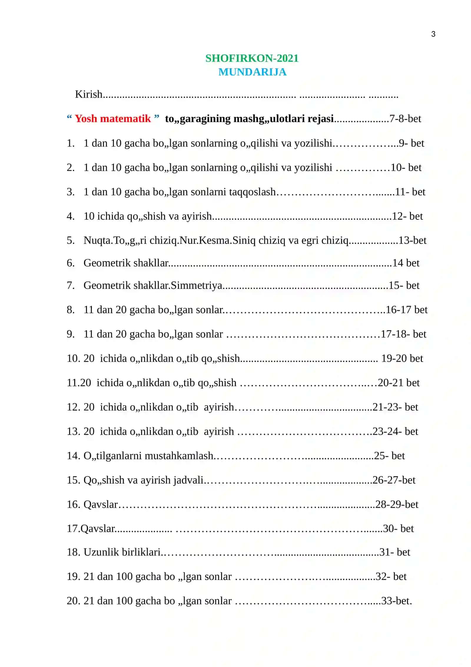 Umumiy o„rta ta‟lim maktabining sinf o„quvchisi 3