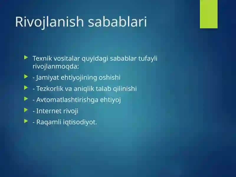 TEXNIK VOSITALARNING RIVOJLANISH TENDENSIYALARI 3