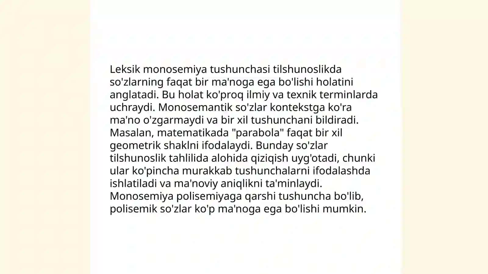 Leksik monosemiya va polisemiya. Polisemiyaning omonimiyadan farqlanishi 3