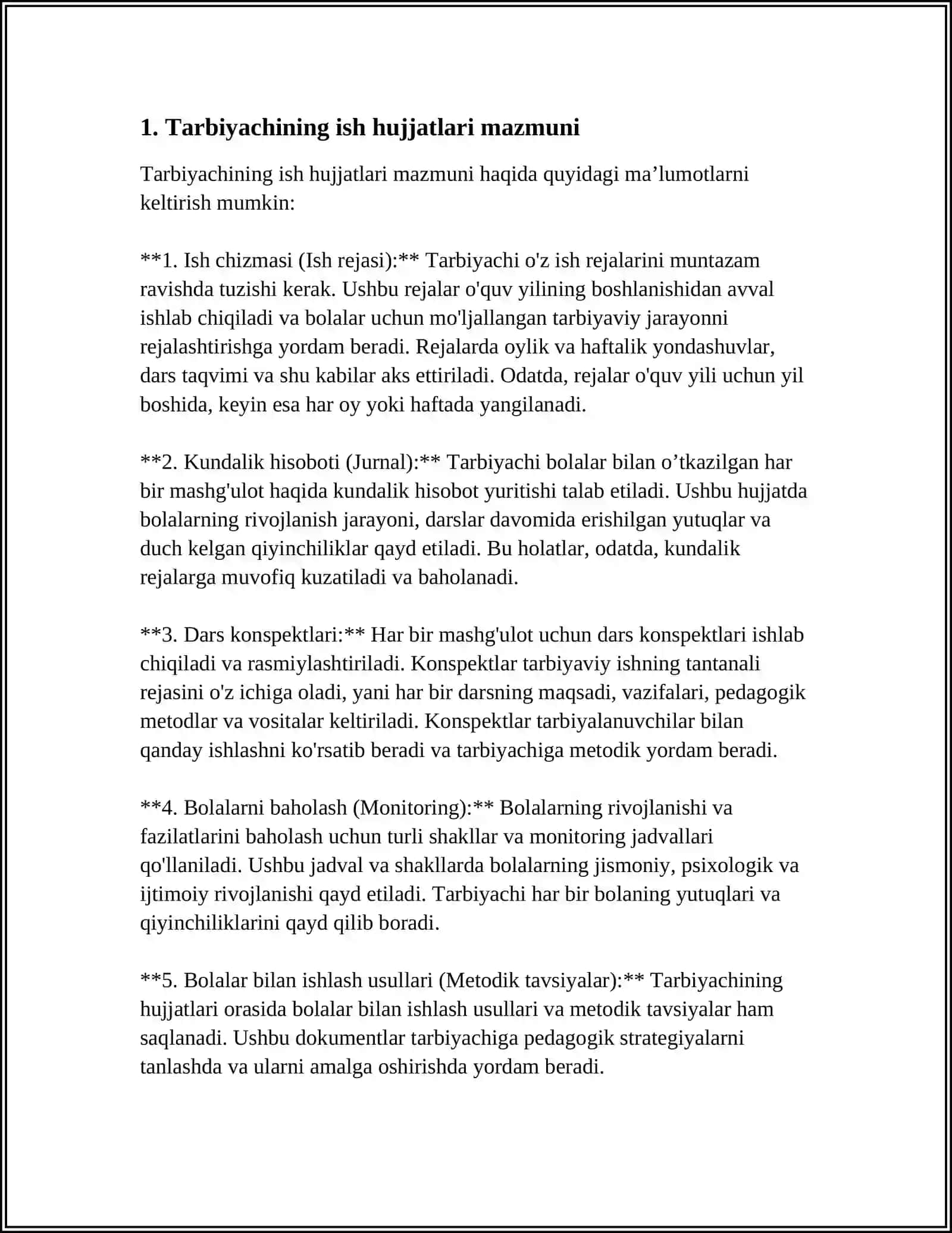 ILK YISHDAGI BOLALAR BILAN ISHLAYDIGAN TARBIYACHINING ISH HUJJATLARI 3