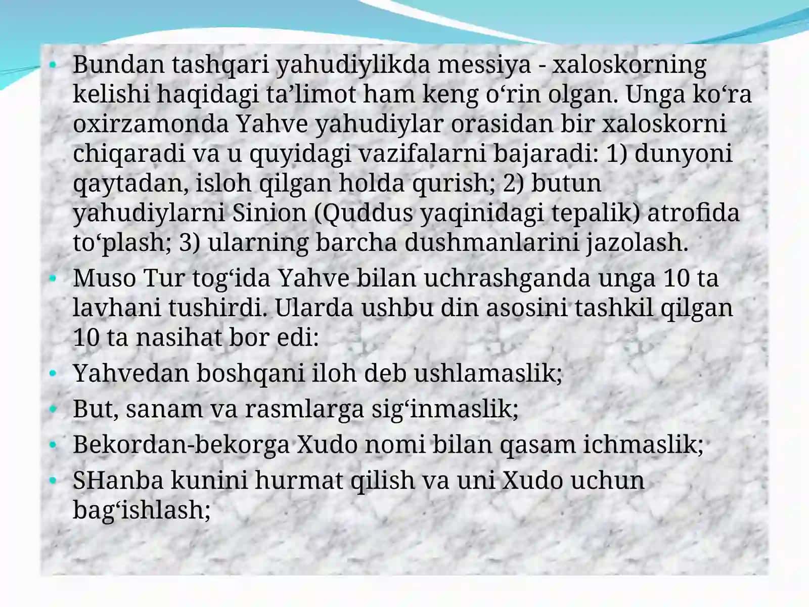 Yahudiylikning vujudga kelishi va ta’limoti 3