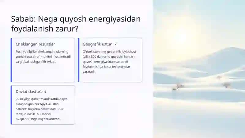 Quyosh energiyasidan foydalanish: FSMU modeli asosida umumlashtirish 3