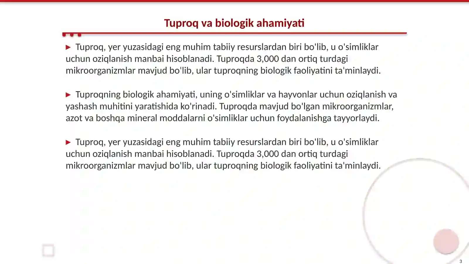 Organizmlar va tuproq xosil bolishi xamda geografiyasi 3