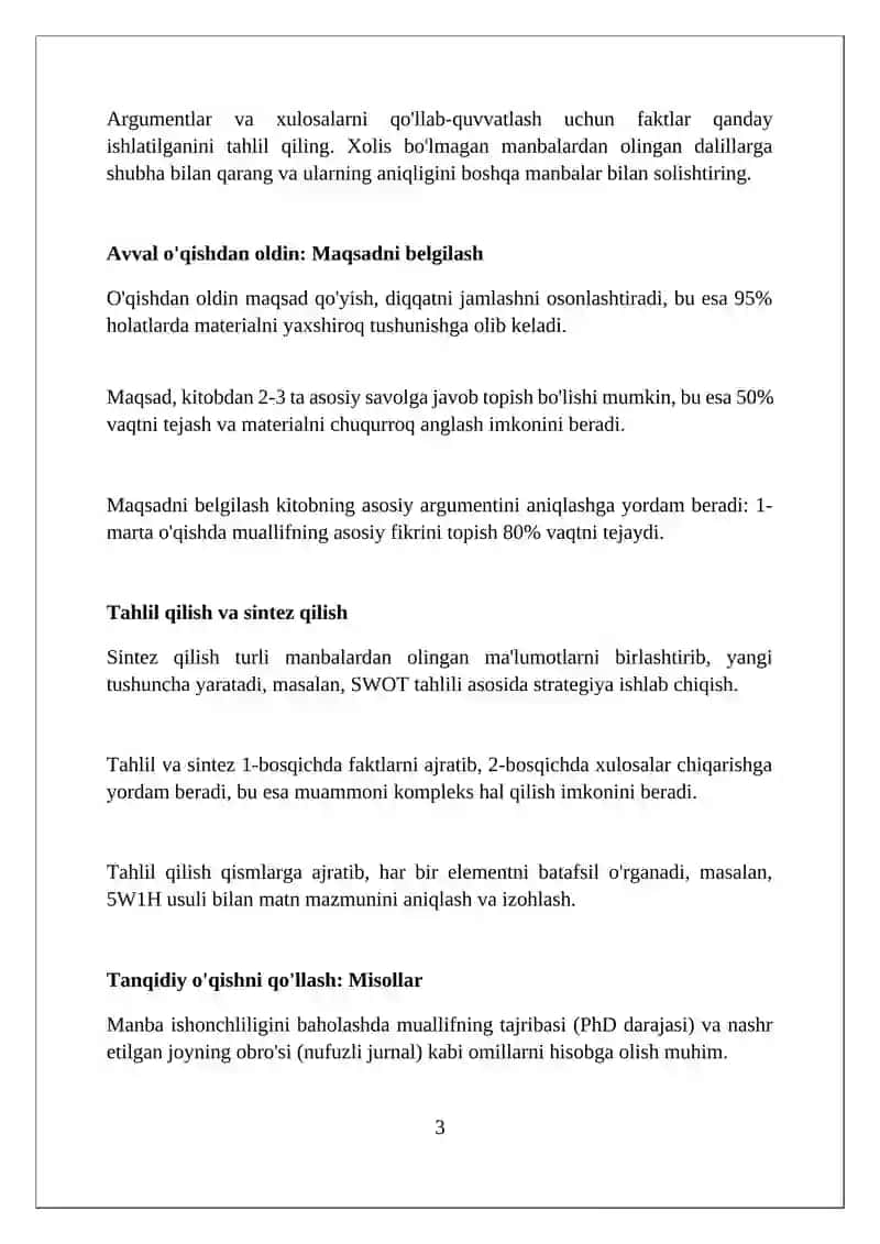 Tanqidiy o'qishni samarali yoʻlga qoʻyish vositalari 3