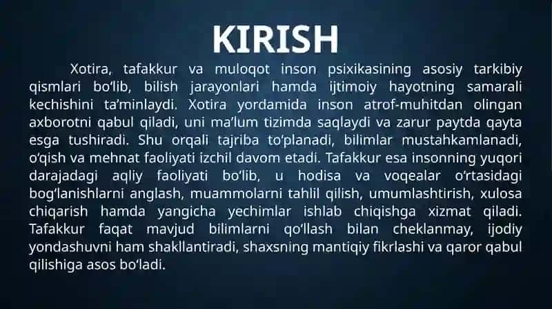 Xotira,tafakkur va muloqot 3