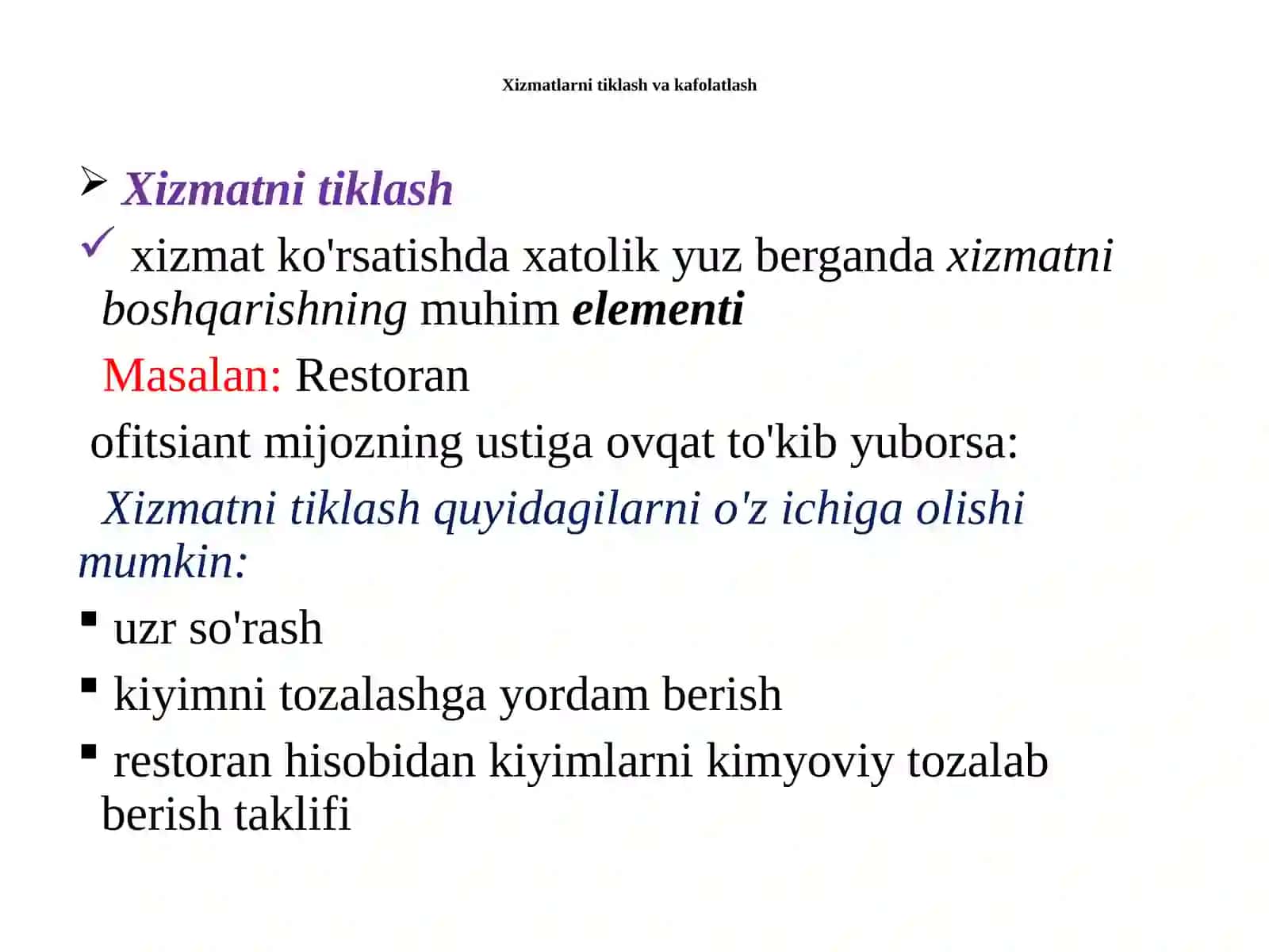 Operatsion Menejment 7-mavzu: Xizmat ko'rsatish jarayoni dizayni 3