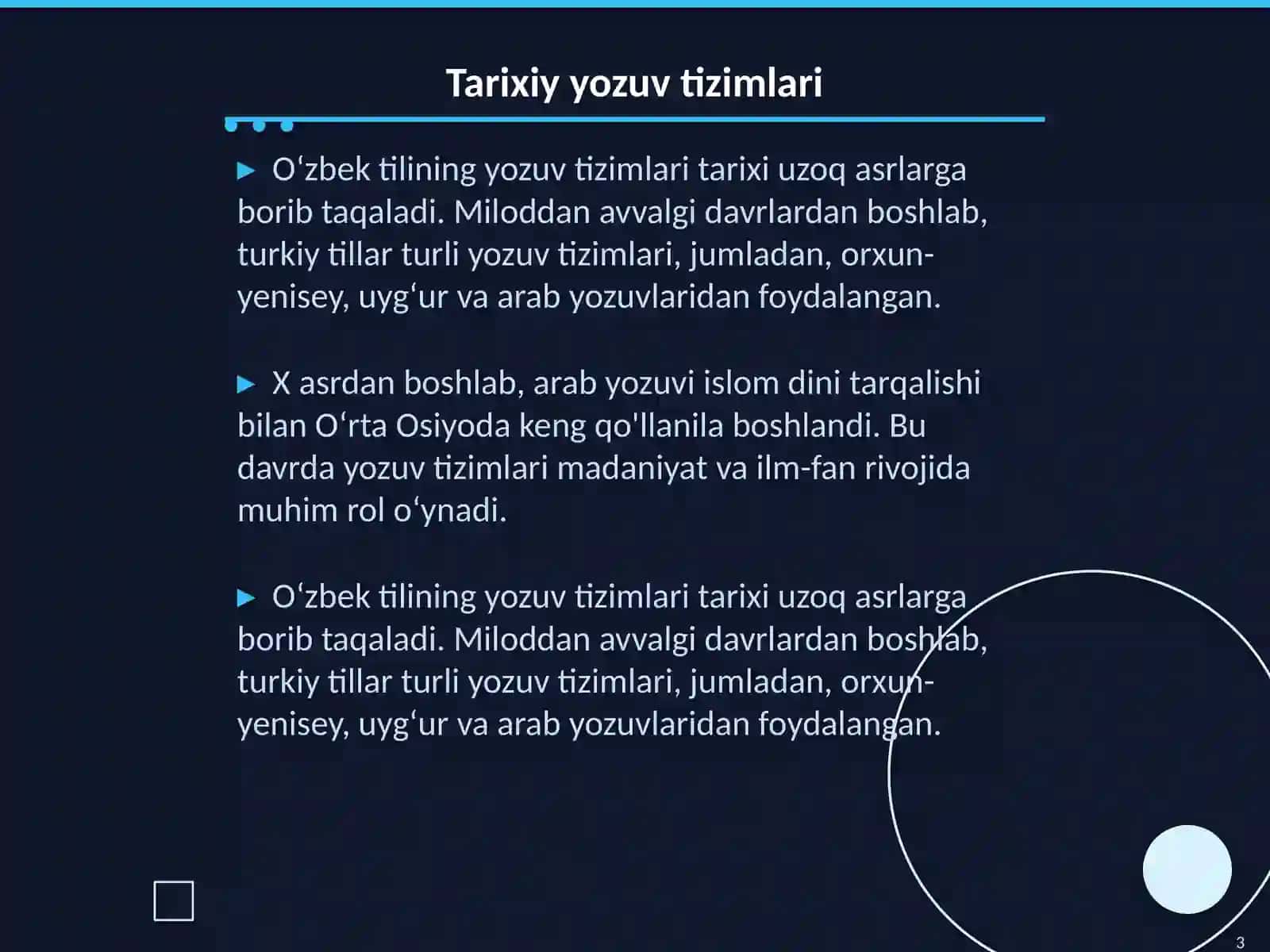 Oʻzbek tilining yozuv tizimlari tarixi 3