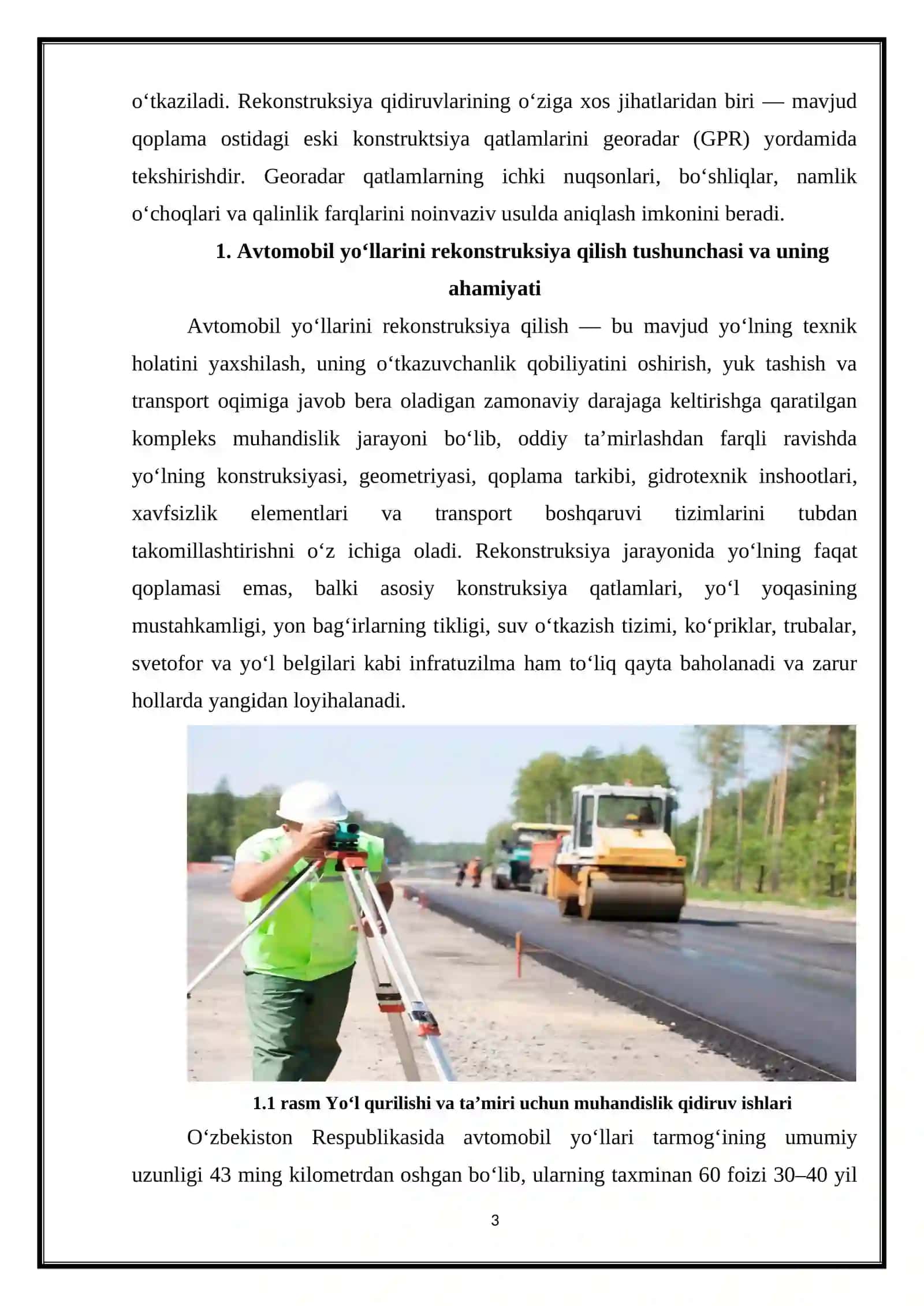 Avtomobil yo‘lining rekonstruksiya qidiruv ishlari 3