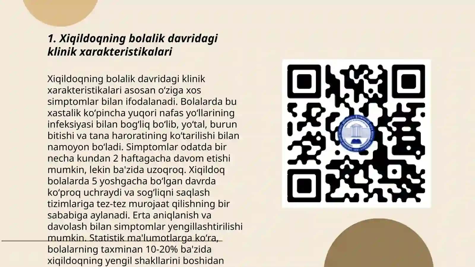 Xiqildoqning bolalarda klinik, anotamik va fiziologik o’ziga xosligi. Zamonaviy tekshirish usullari 3
