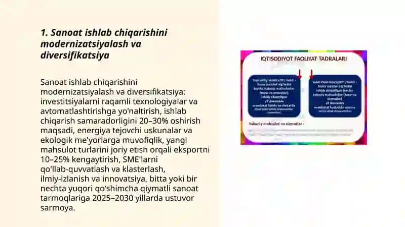 Sanoat ishlab chiqarishini modernizatsiyalash va diversifikatsiya 3