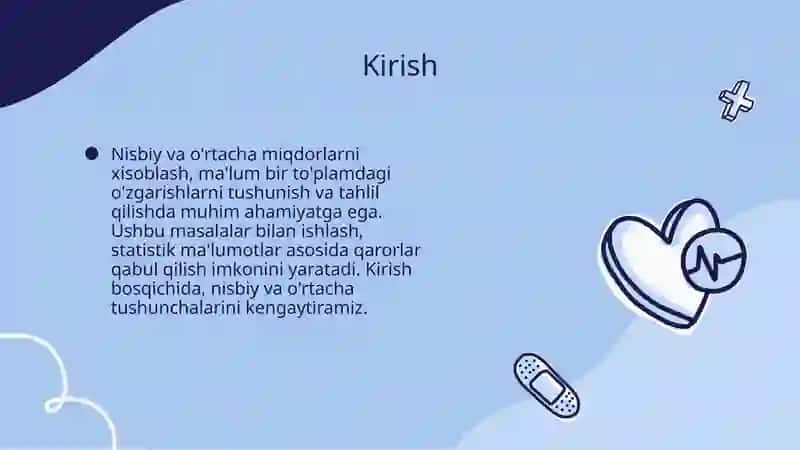 Nisbiy va o’rtacha miqdorlarni xisoblash bo‘yicha masalalar yechish 3