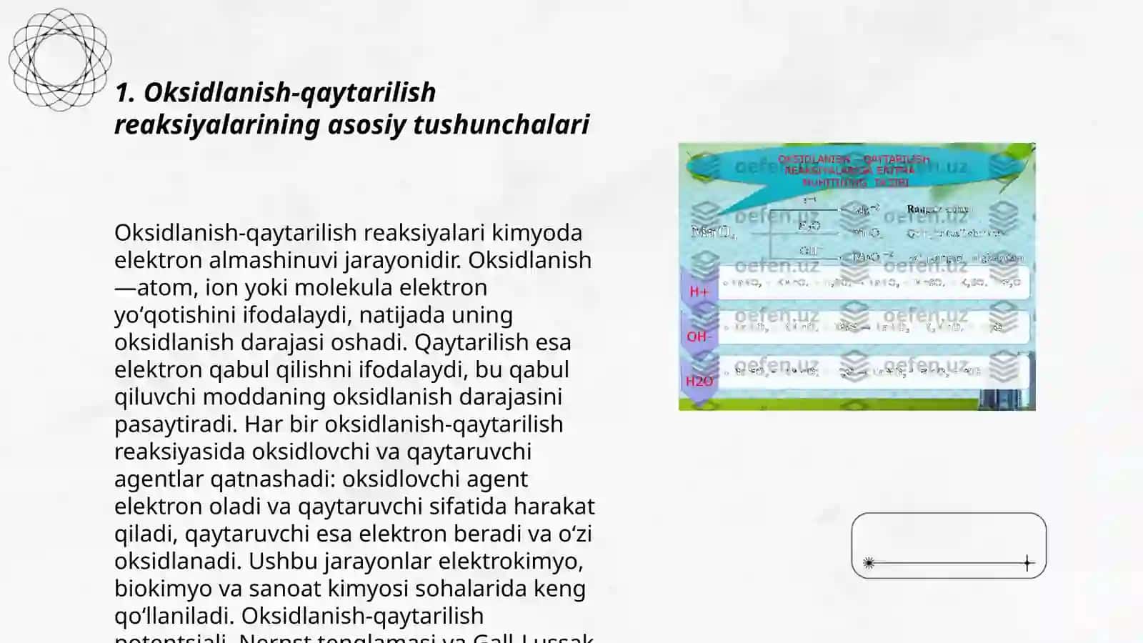 Oksidlanish-qaytarilish reaktsiyalarini tuzish va tenglashtirish 3