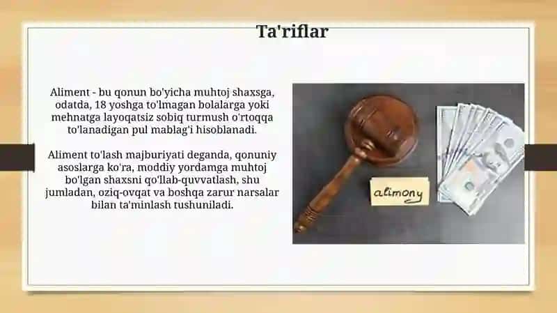 Aliment to'lash majburiyatlari va miqdori 3