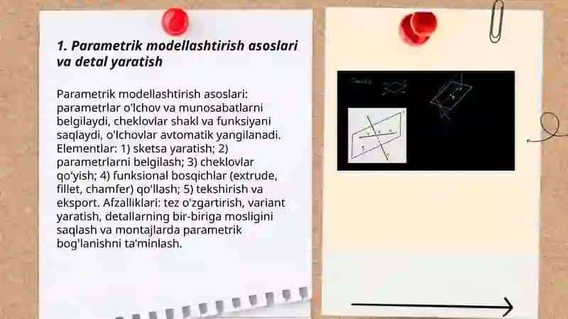 Parametrik modellashtirish asoslari va detal yaratish 3