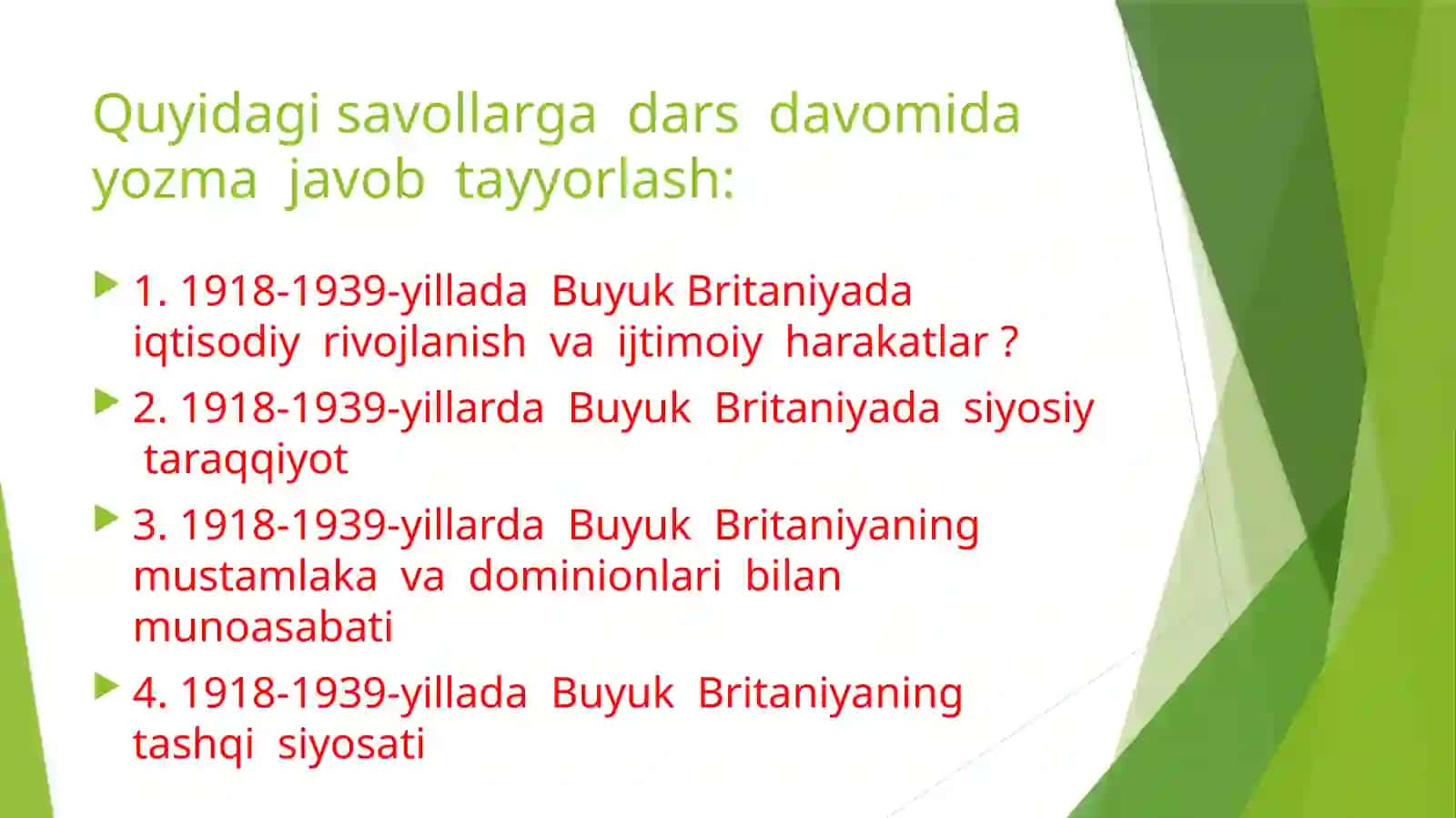 10-sinf Jahon tarixi 3-yuzasidan 10 ta test tuzish 3
